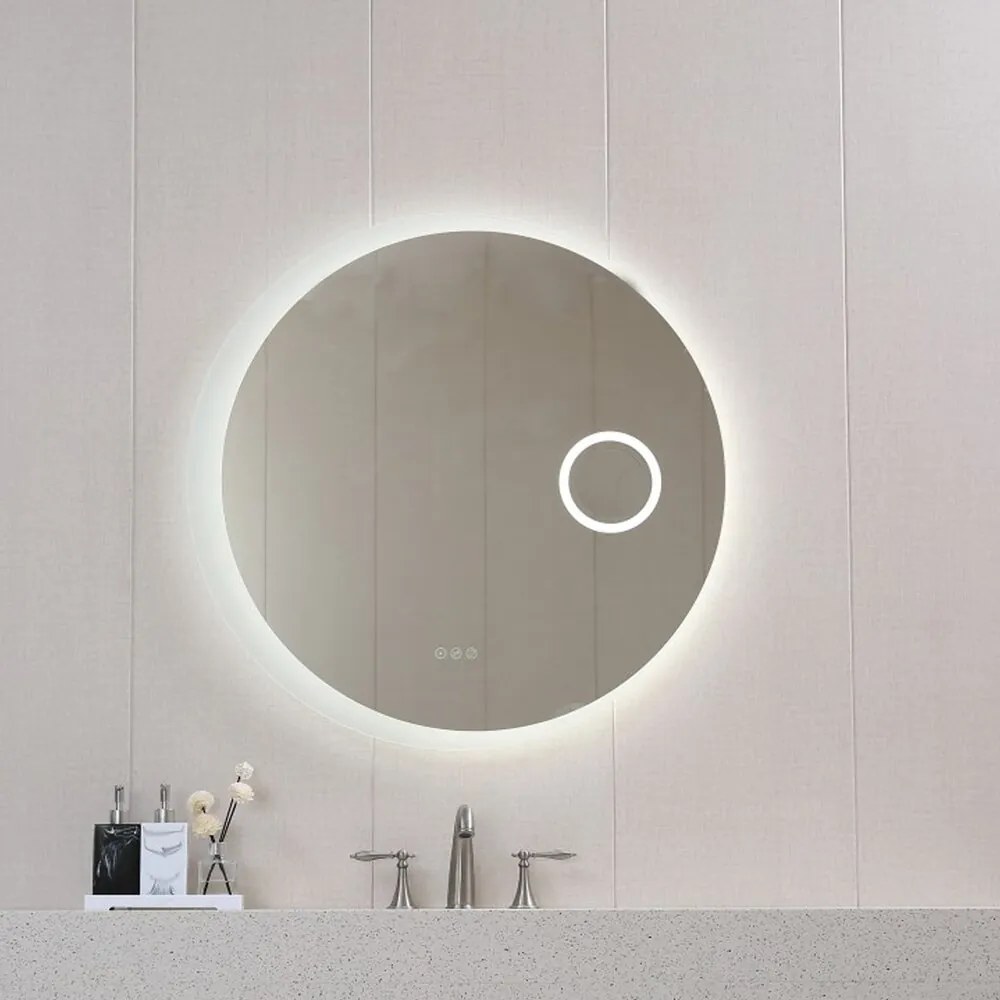 Oglinda cu iluminare si dezaburire Inter Ceramic rotunda 90 cm