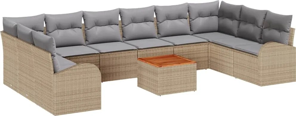 vidaXL Set de canapele pentru grădină 11 pcs Beige și gri deschis