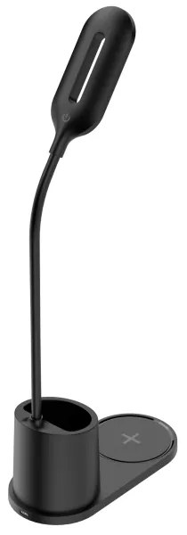 Lampă LED de birou LED/3W/5V cu încărcare fără fir, culoare neagră