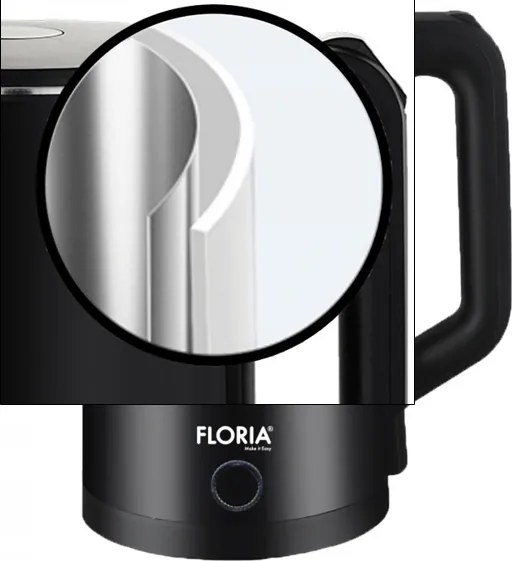 Fierbator electric Floria ZLN4919 Negru, putere 1500W, capacitate 2 L, indicator luminos