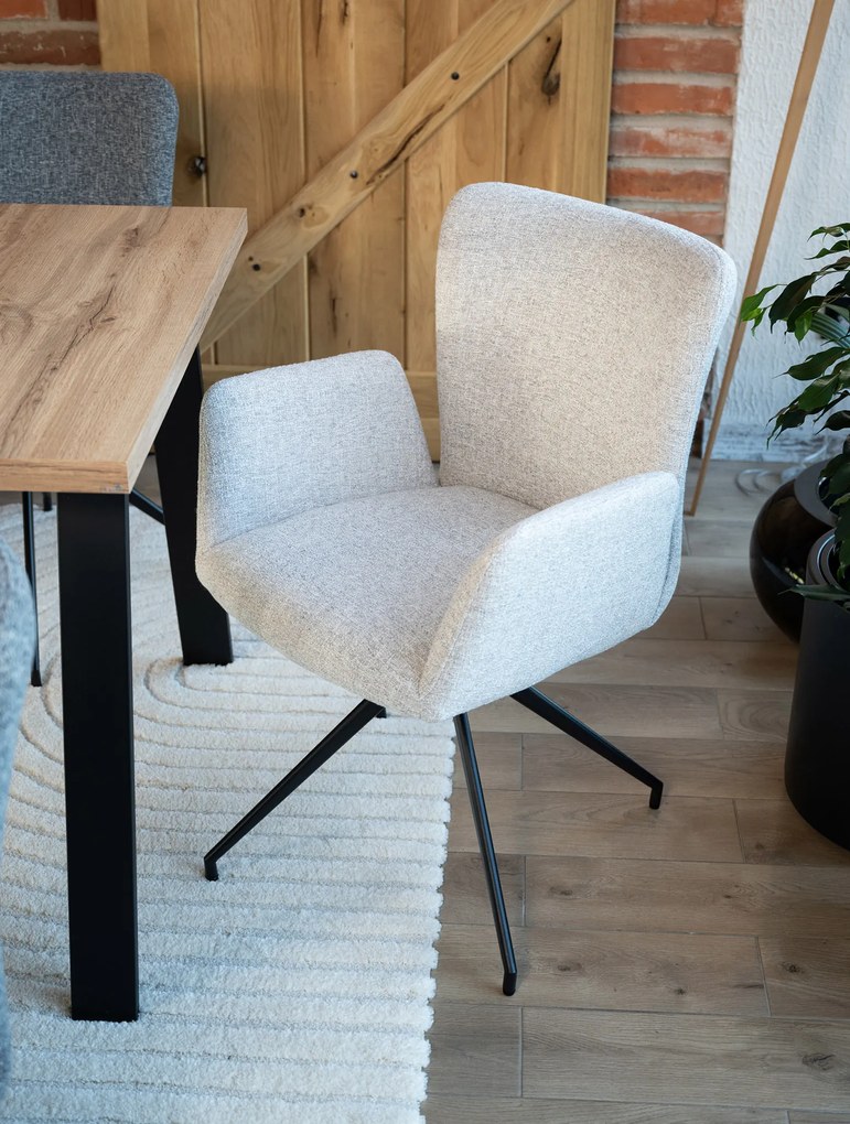 MAZZONI EXPORT SARETTA Bej Melanj (material Java 196) - SCAUN MODERN PIVOTANT TAPIȚAT PENTRU SALON/SUFRAGERIE/BIROU LOFT