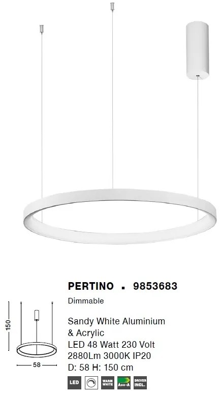 Lustra LED design modern circular PERTINO alba 48W NVL-9853683