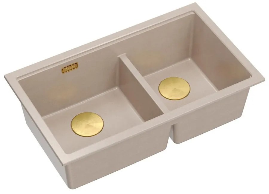 Chiuveta compozit incastrata Quadron Logan 120 bej - auriu 76x45 cm