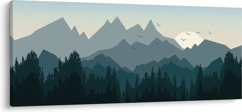 Tablou - Munții cu privirea graficeanului (120x50 cm)