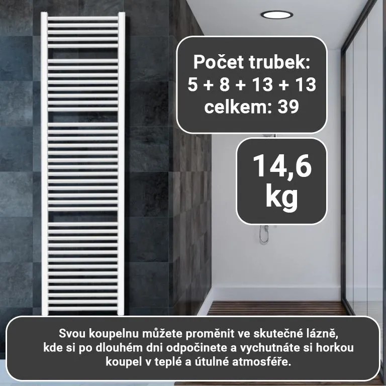 AQUAMARIN Radiator de baie vertical , 1800 x 600 mm