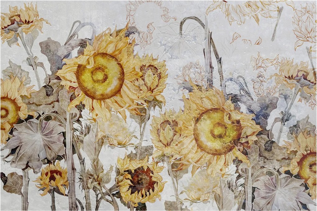 Tablou - Floarea-soarelui pe perete (90x60 cm)