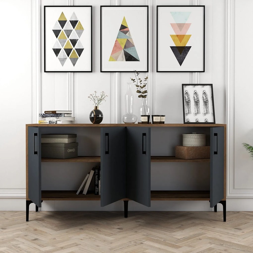 Consolă Kiev 160 - Walnut, Anthracite