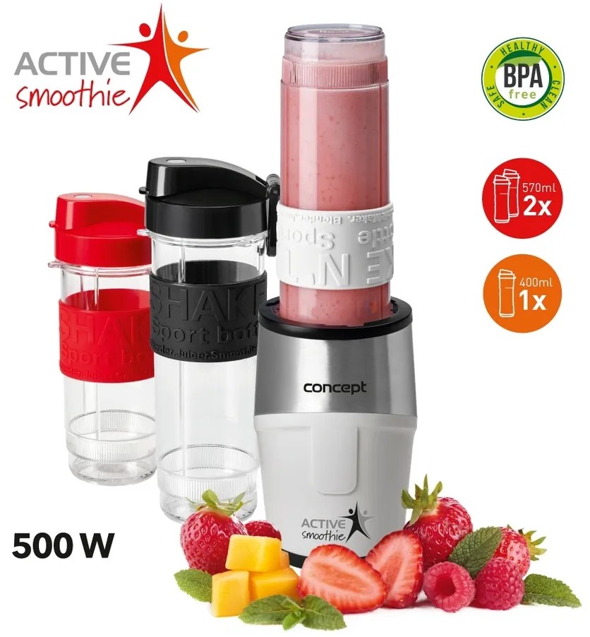 Smoothie maker Concept SM3380 Active Smoothie500 W alb 2 x 570 ml + 400 ml