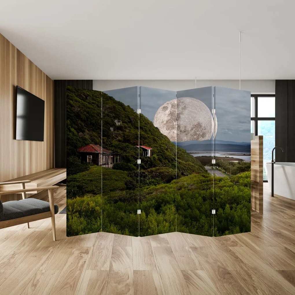 Paravan - Peisaj cu luna (210x170 cm)
