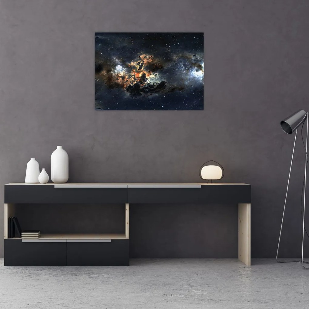 Tablou pe sticlă - Universul cu Nebula (70x50 cm)