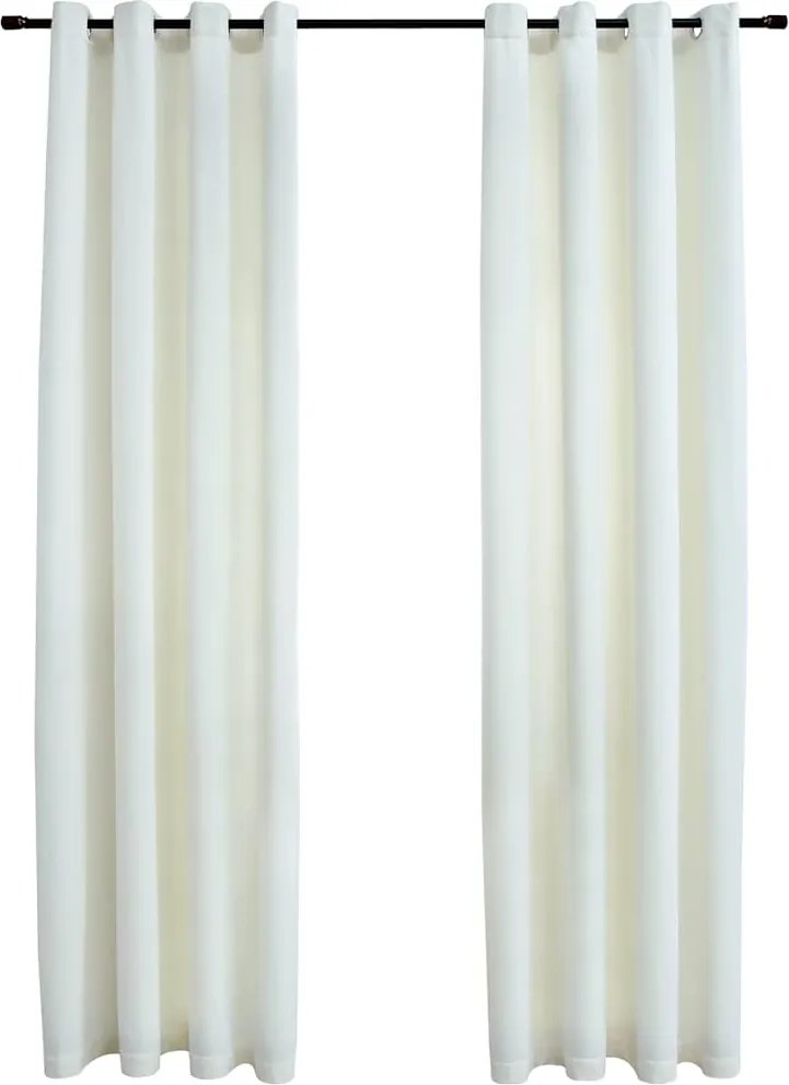 vidaXL Perdele opace cu inele, 2 buc., crem, 140x175 cm, catifea