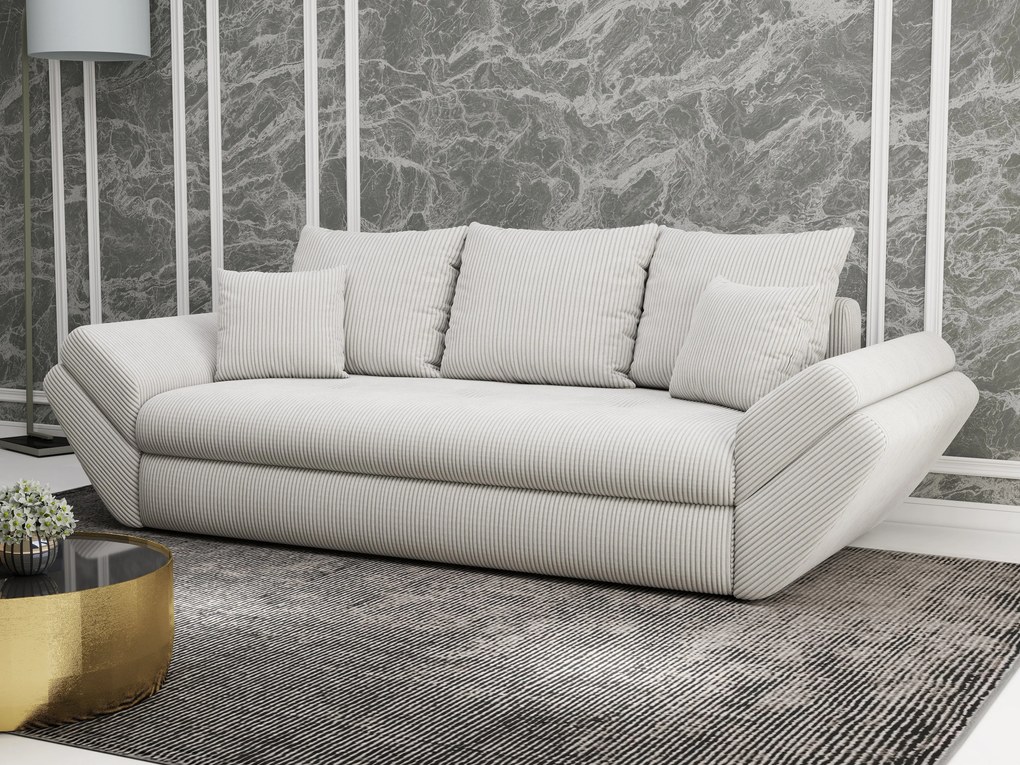 Canapea extensibilă dumonde cu ladă de depozitare si sezut confortabil din spuma high-density, Loana Zoom Cream 250x100 cm