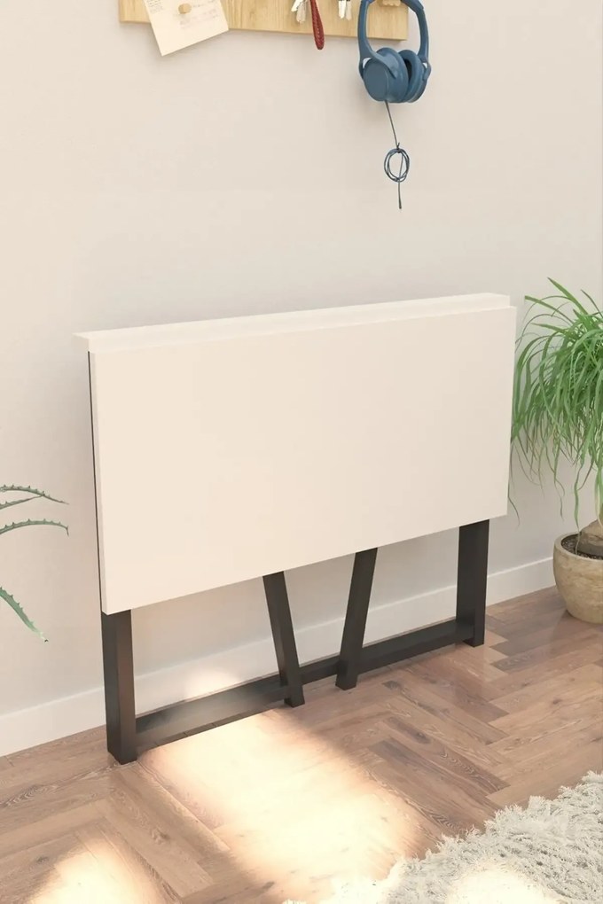 Resigilat:Birou pliabil cu cadru metalic Util Homs 80 x 50 x 75 cm,Alb-negru