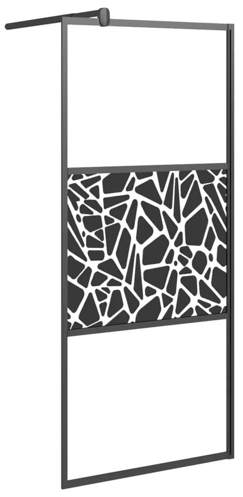 Paravan de dus walk-in negru 80x195 cm sticla ESG model piatra Negru, 80 x 195 cm, glass and stone