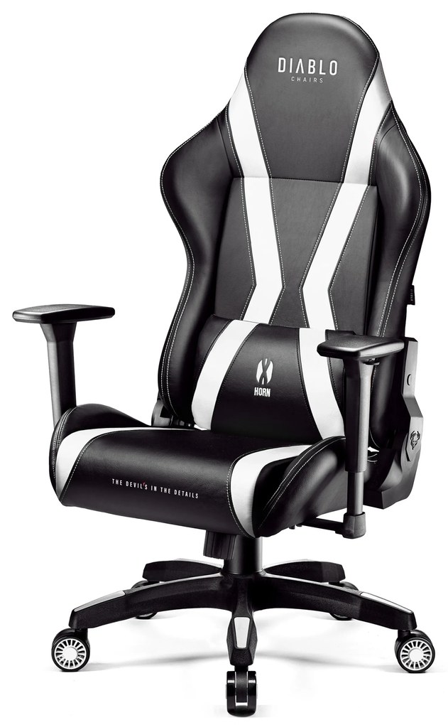 Scaun gaming Diablo X-Horn 2.0 King Size: negru-alb Diablochairs