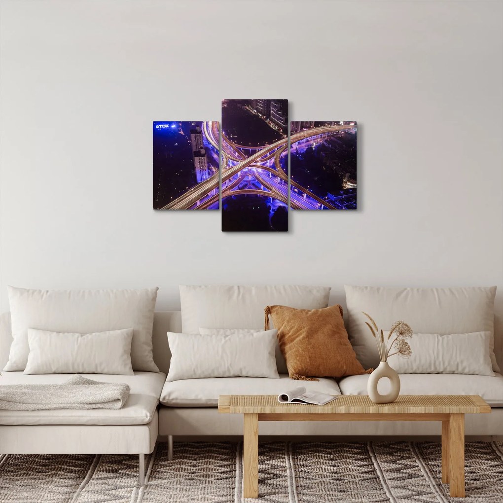 Tablou cu o interesecție mare noapte (90x60 cm)