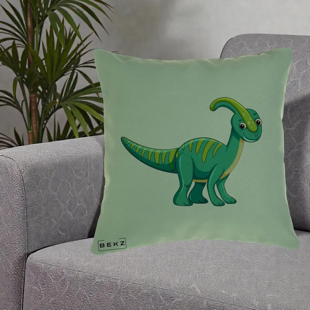 Perna Decorativa Parasaur Verde, 40x40 cm, Verde, Husa Detasabila, Perna Inclusa, BEKZ®