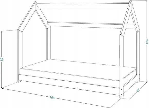 Magnat Pat Casuta pentru copii, d2, lemn de pin 80x160 cm Lamele: Fără lamele, Saltele: fără saltea