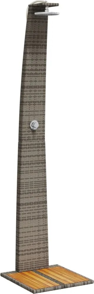vidaXL Duș de exterior, gri, 55x60x224 cm, poliratan și lemn acacia