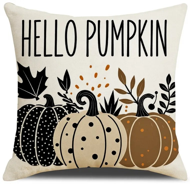 Husa pentru perna HELLO PUMPKIN 45x45 cm, bej