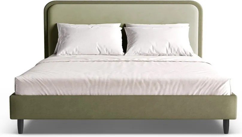 Pat matrimonial verde tapițat cu somieră 200x200 cm Aveline – Micadoni