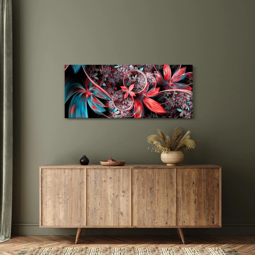Tablou abstract cu flori exotice (120x50 cm)