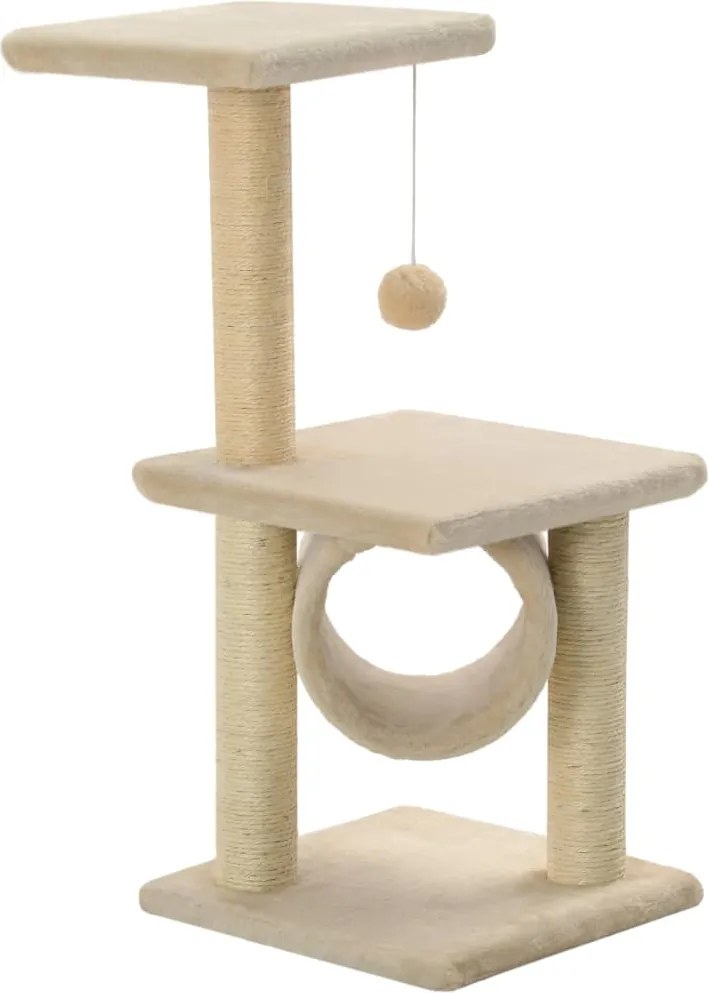 vidaXL Ansamblu pentru pisici, stâlpi cu funie de sisal, bej, 65 cm