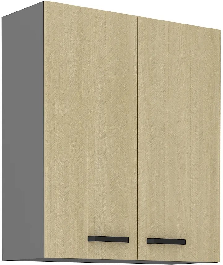 Dulap superior de bucătărie Scarmi 80 G-90 2F (Antracit + Herringbone scandi). 1049776
