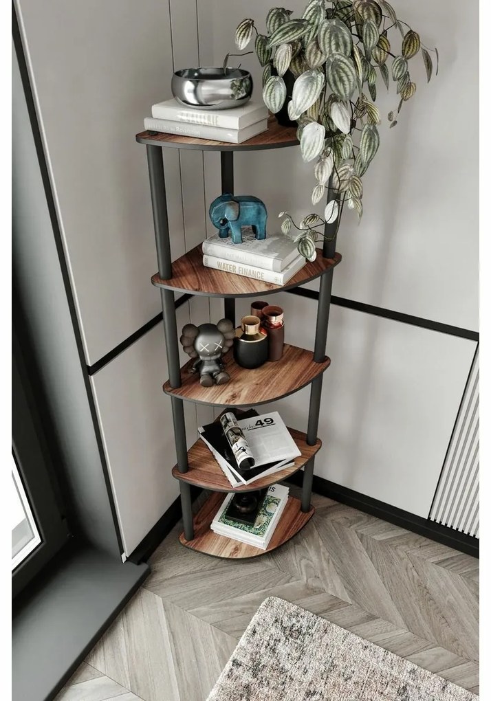 Raft Corner Walnut, 5 etajere, L