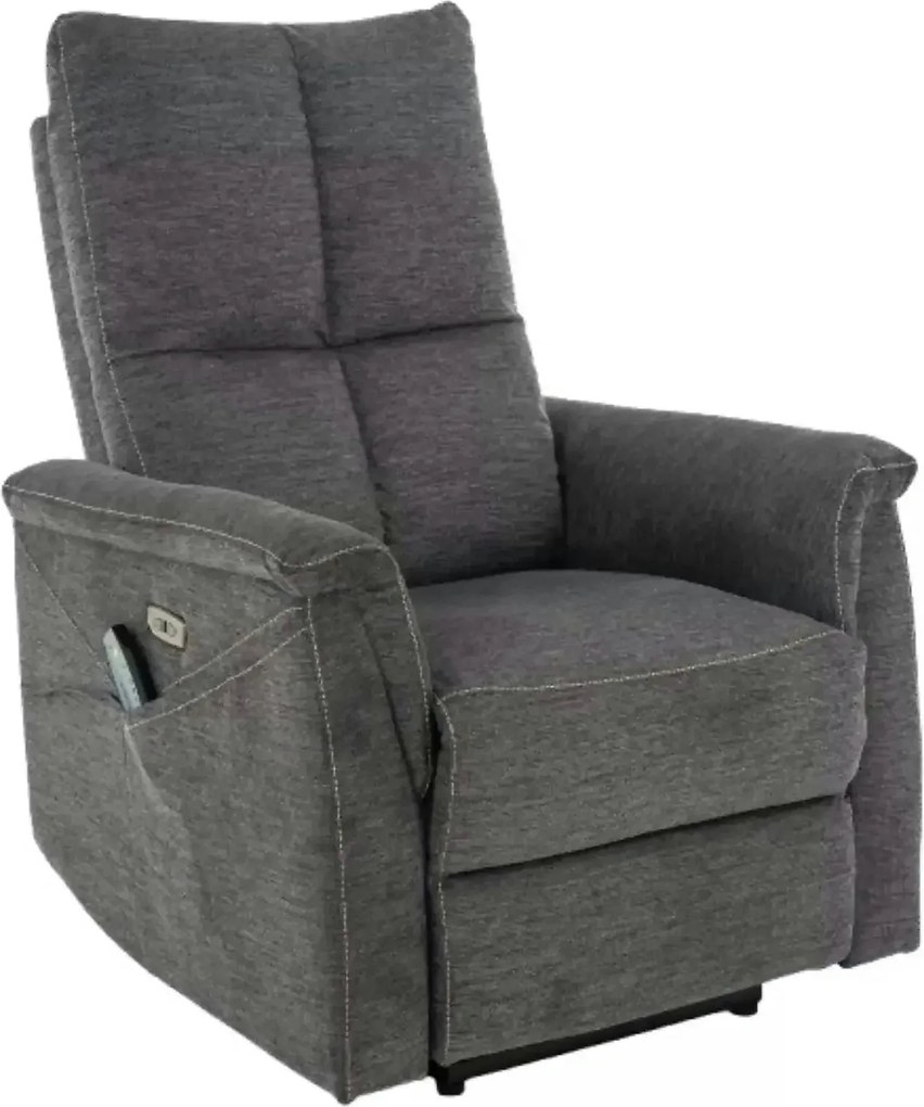 Fotoliu recliner NEPTUN M, gri inchis, stofa clasica/metal, functie de