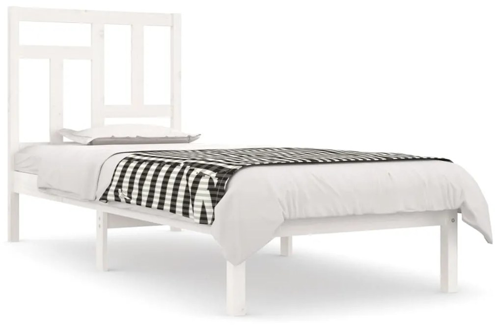 3104534 vidaXL Cadru de pat, alb, 100x200 cm, lemn masiv de pin