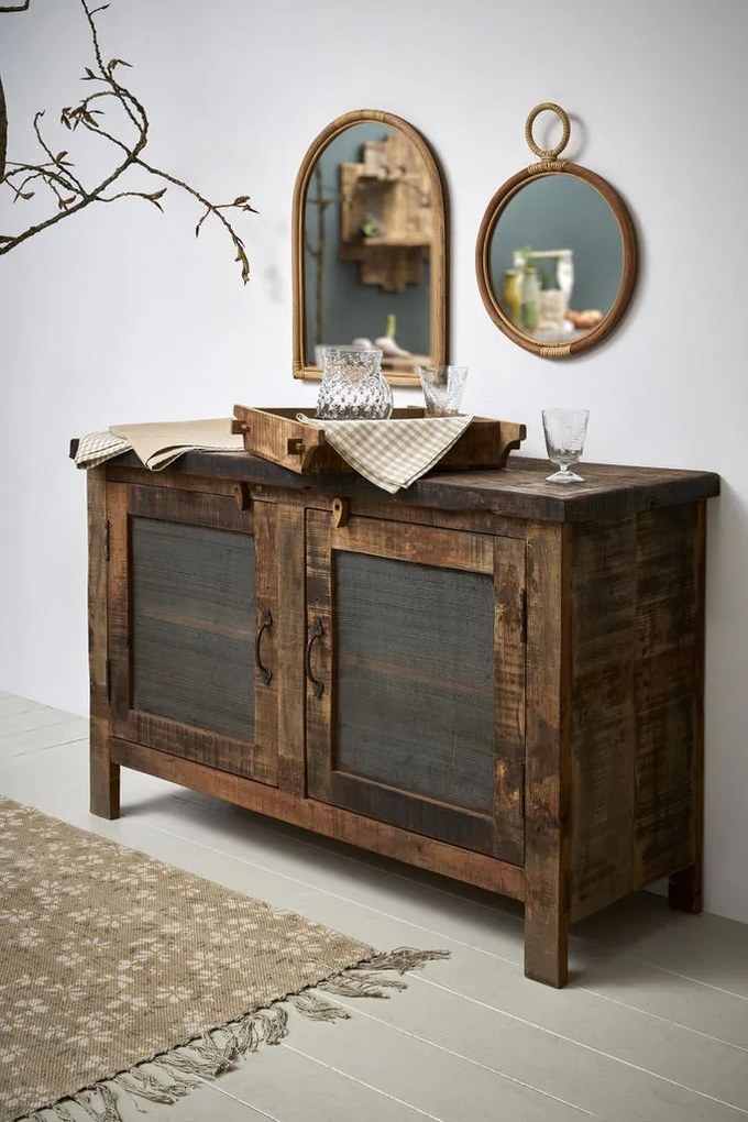 Bufet rustic din lemn de mango si acacia, "Campagne", 115 x 42 x H76cm