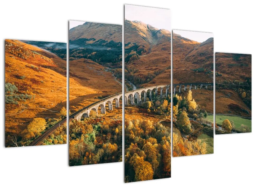 Tablou cu pod în valea din Scoția (150x105 cm)