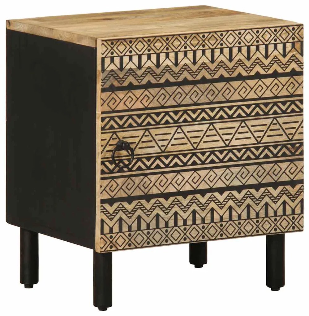 vidaXL Noptieră, negru, 40x33,5x46 cm, lemn masiv de mango brut