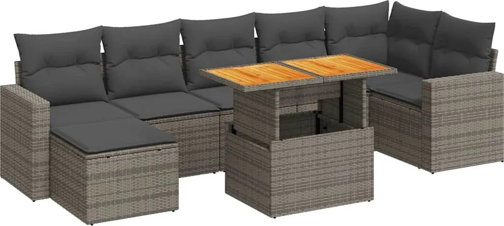 vidaXL Set canapele de grădină cu perne, 8 piese, gri, poliratan