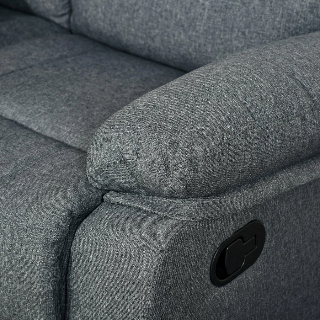 HOMCOM Canapea rabatabilă 2 locuri din material textil, canapea Relax cu șezut independent și brațe, 141.5x95x94.5cm, gri