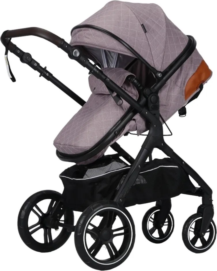 Carucior nou nascuti 3 in 1 NOVOKIDS™ X1000 series, Cu geanta bebe, Cadru Aluminiu, Amortizoare, Roti din cauciuc plin AVE, Landou, Scoica auto,
