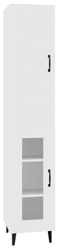 Dulap inalt, alb, 34,5x34x180 cm, lemn prelucrat 1, Alb, Usa din sticla