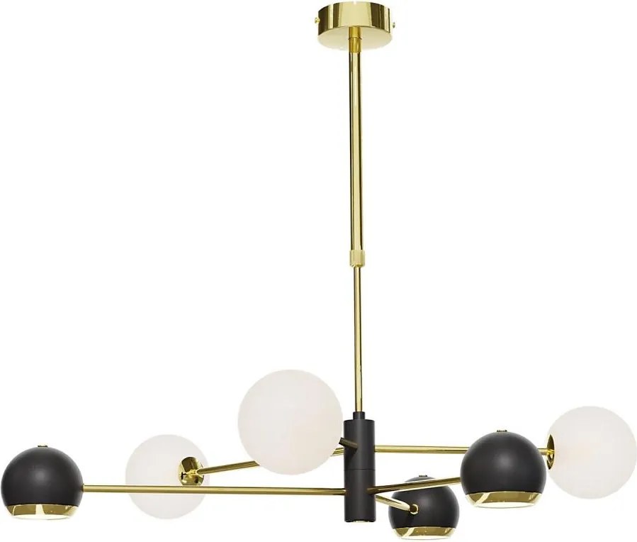 Jupiter 1965 - lustră cu tijă MOKA, 3xGU10/10W/230V + 3xG9/10W/230V, auriu/negru/alb