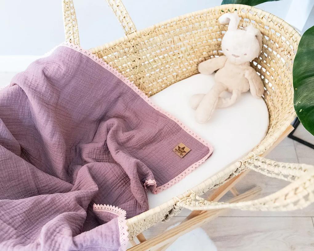 Baby Nellys Muslină luxoasă cu două straturi baby pătură, 75 x 100 cm, Violet 75 x 100