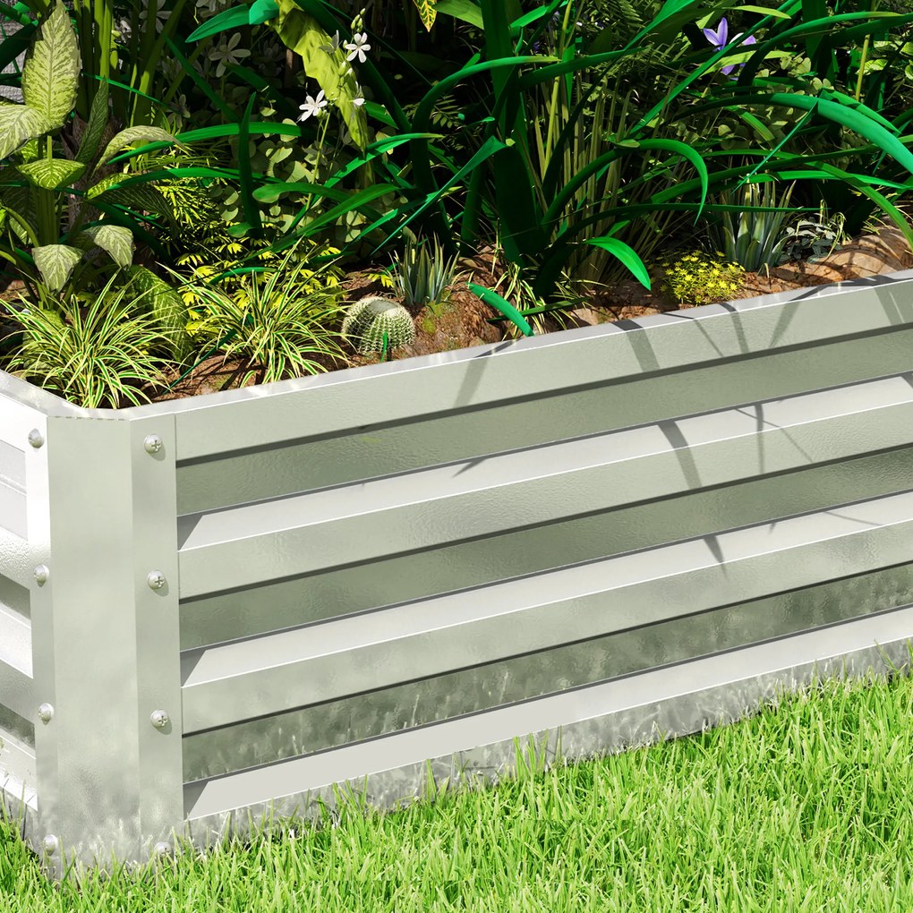 Outsunny Pat inalt Pflanzkasten, rezistent la intemperii, sol deschis, otel galvanizat, 120 cm x 60 cm x 30,5 cm, Argintiu | Aosom Romania