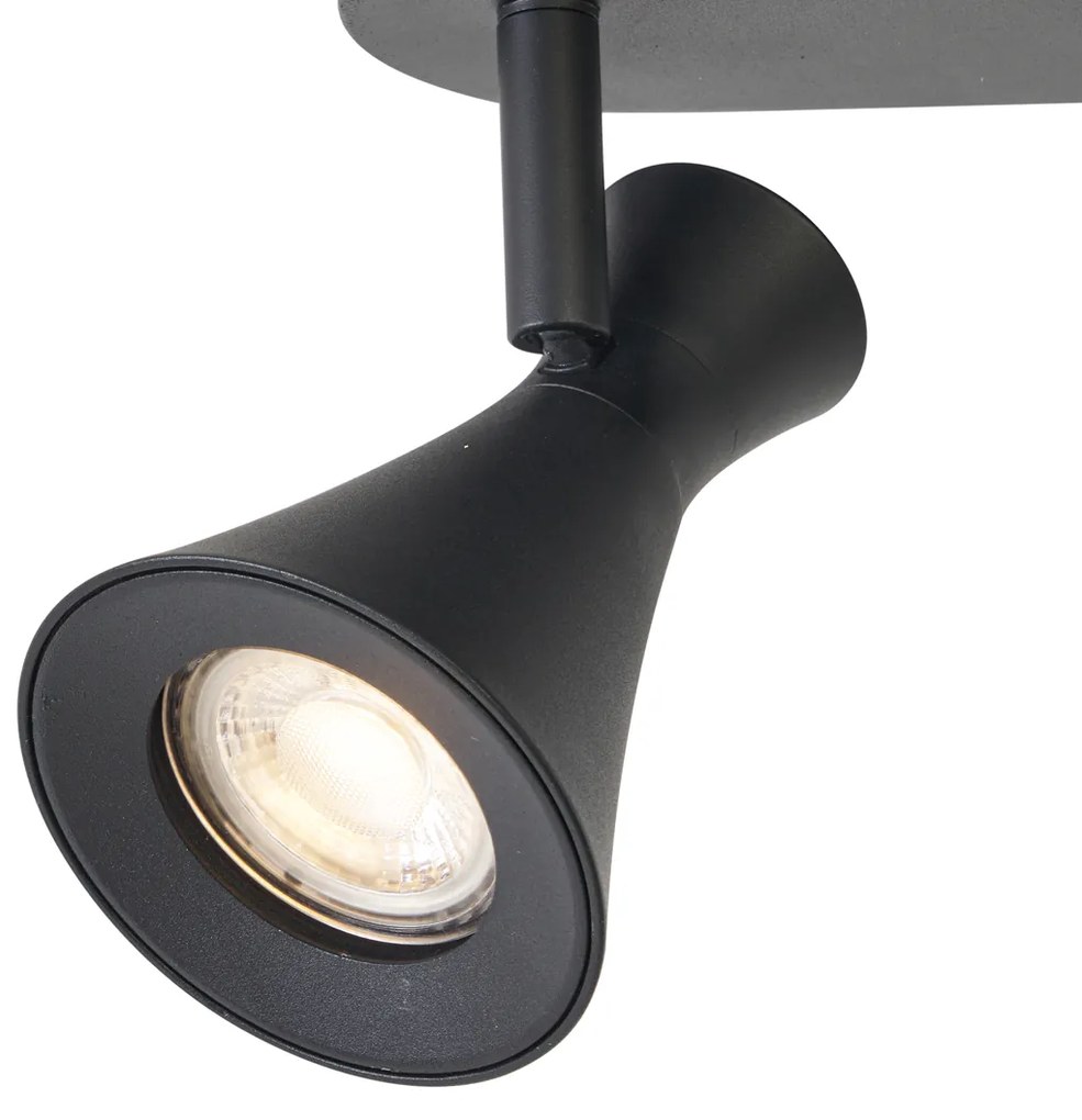 Spot modern de plafon negru cu 4 lumini rotative și înclinabile - Triangle