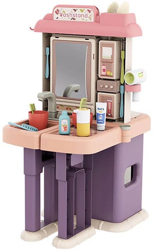 Set de bucatarie si baie de jucarie 2 in1, 43 piese