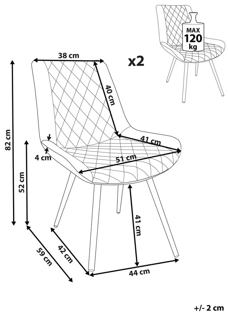 Set 2 buc. scaune pentru sufragerie Masar (gri deschis). 1009942