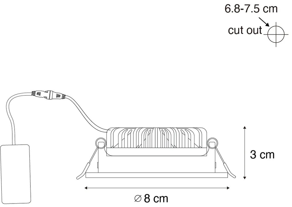 Set de 6 Spoturi încastrate moderne Albe 8,2 cm Inclusiv LED IP54 Ultra Subțiri - Pupil