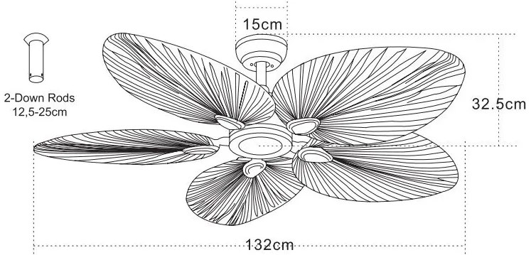 Ventilator de tavan cu telecomanda Palm maro/ natural