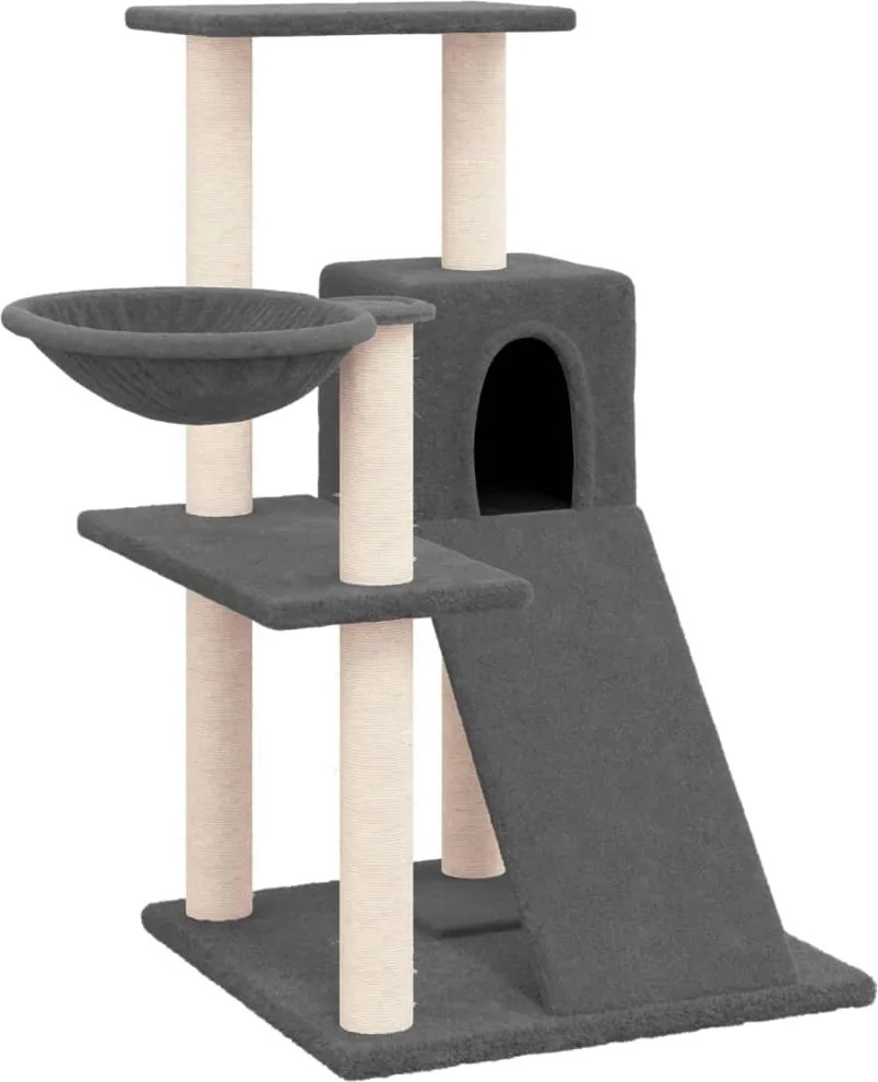vidaXL Ansamblu pisici cu stâlpi din funie sisal, gri închis, 82 cm