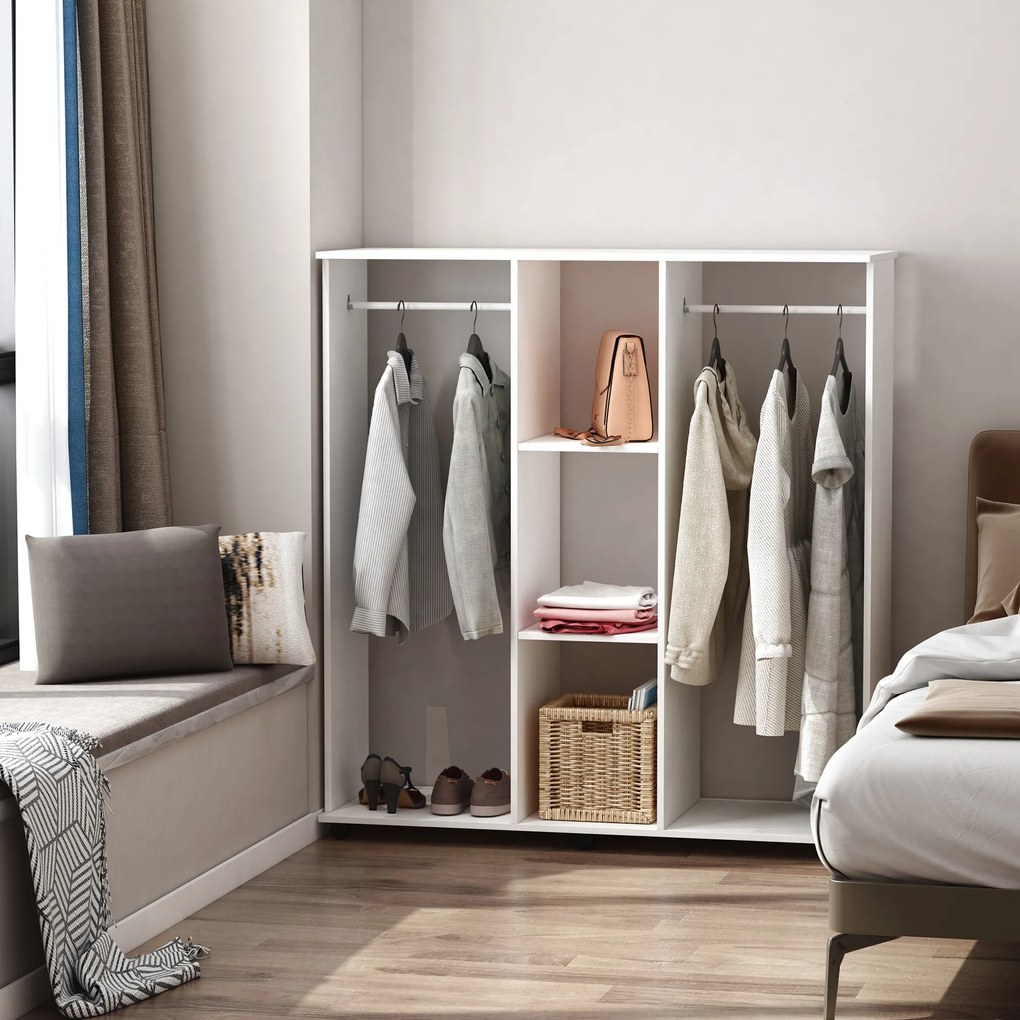 HOMCOM Dulap cu 5 Rafturi și 6 Roți, 120x40x128 cm, Negru | Aosom Romania
