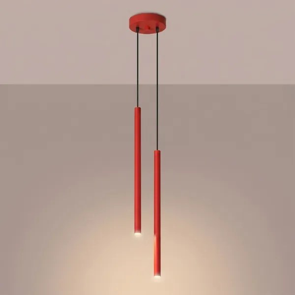 Sollux SL.2142 - Lampă suspendată pe cablu PASTELO 2xG9/8W/230V roșu