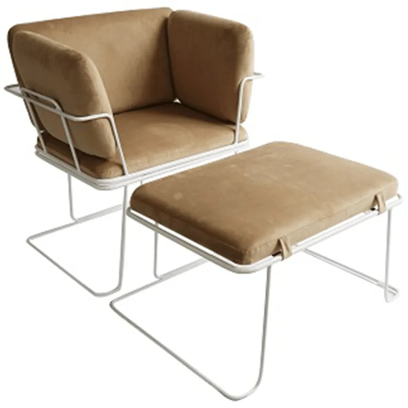 Taburet , material maro/ramă albă, MERANO YF-S02